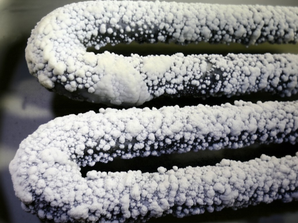 Water heater element covered in scale